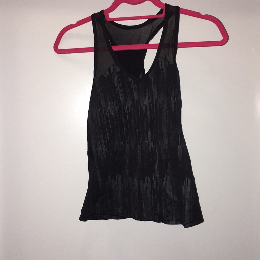 Lululemon Ace Tank Top Black Scratch Silver Mesh